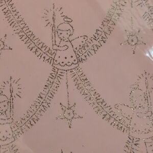Vintage 50s 60s Tie Tie pink‎ angels  gold sparkly textured wrapping paper